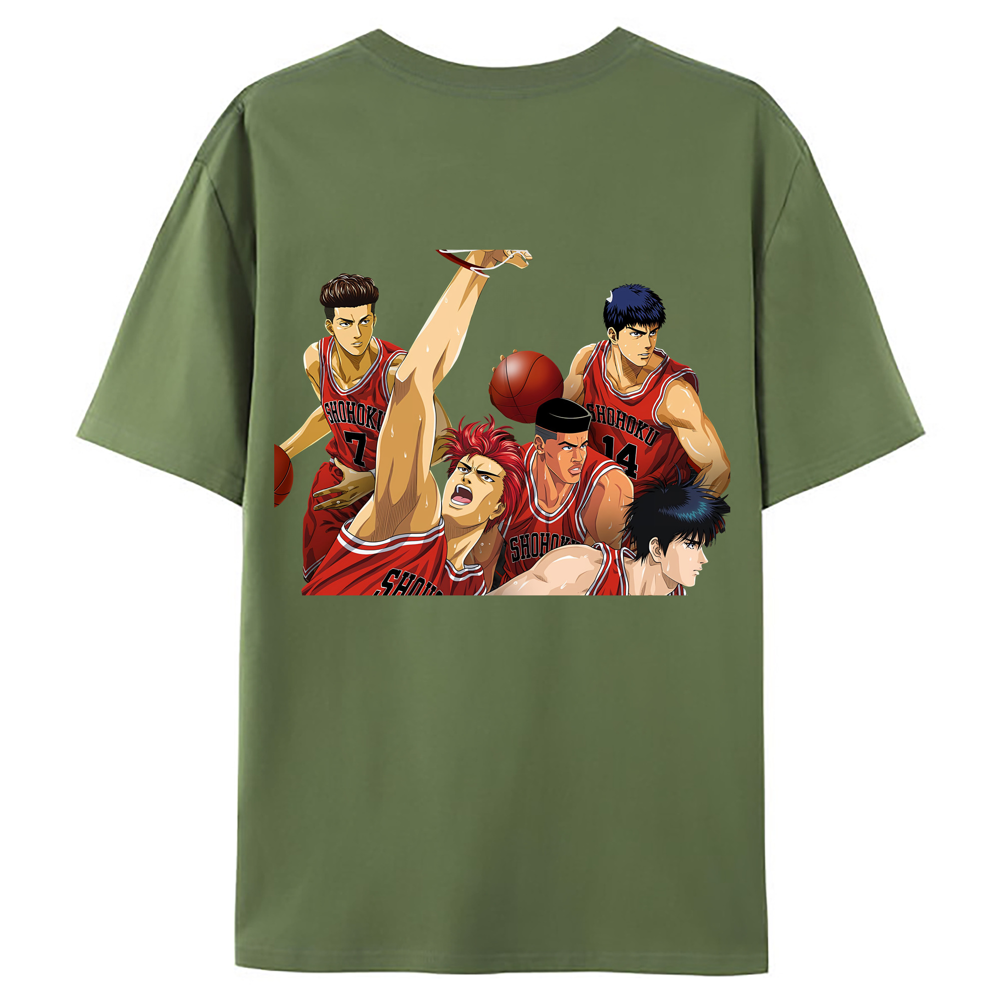 （画像用） SLAM DUNK／スラムダンク 綿100％ メンズ半袖Tシャツ（バックプリント） 通気性